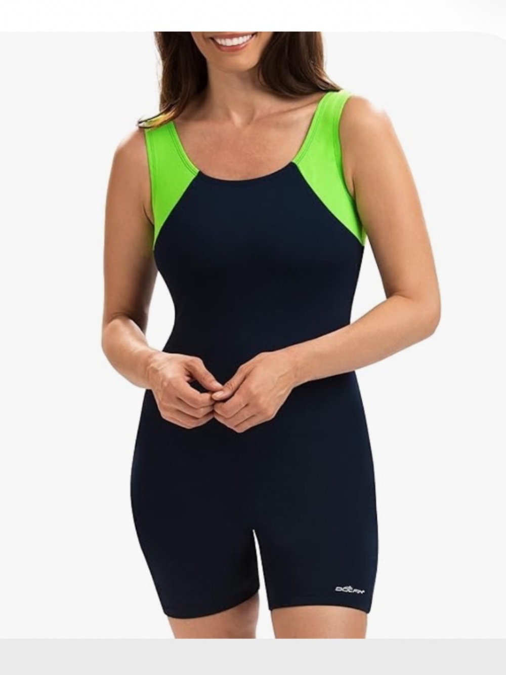DOLFIN Aquashape Women's Aquatard Swimsuit Navy/Lime Size 14
